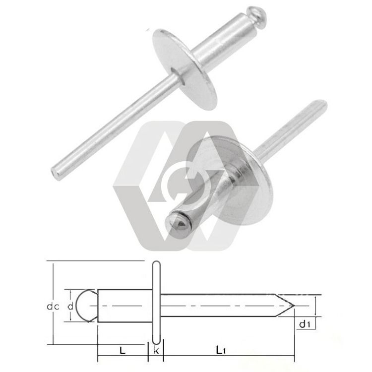 Large Flange Aluminu Steel Blind Rivet