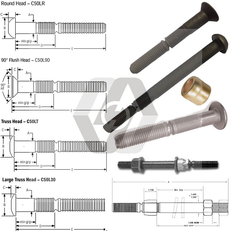 1/2Stainless steel huck lockbolts