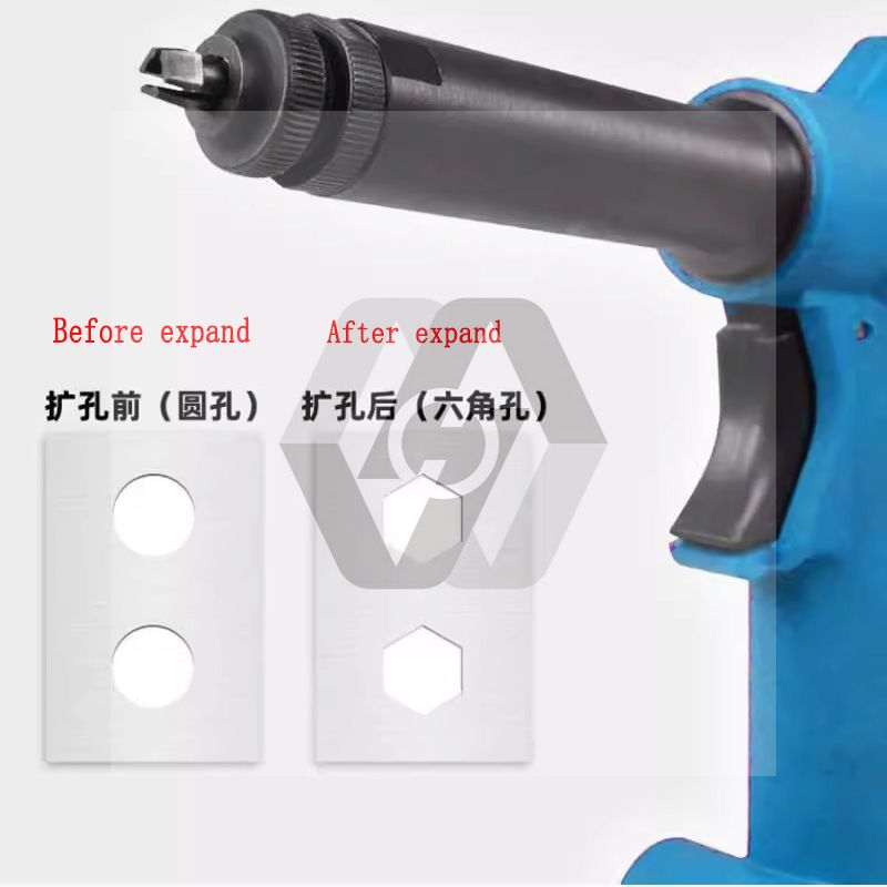 Pneumatic hex cutter tool for hexagonal rivet nut hole pneumatic nut rivet gun